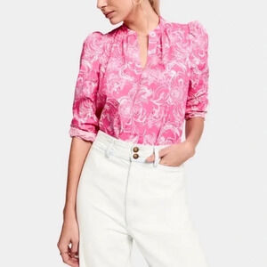 Lilly Pulitzer × Goop Hotty Pink Floral Paltrow Blouse Top